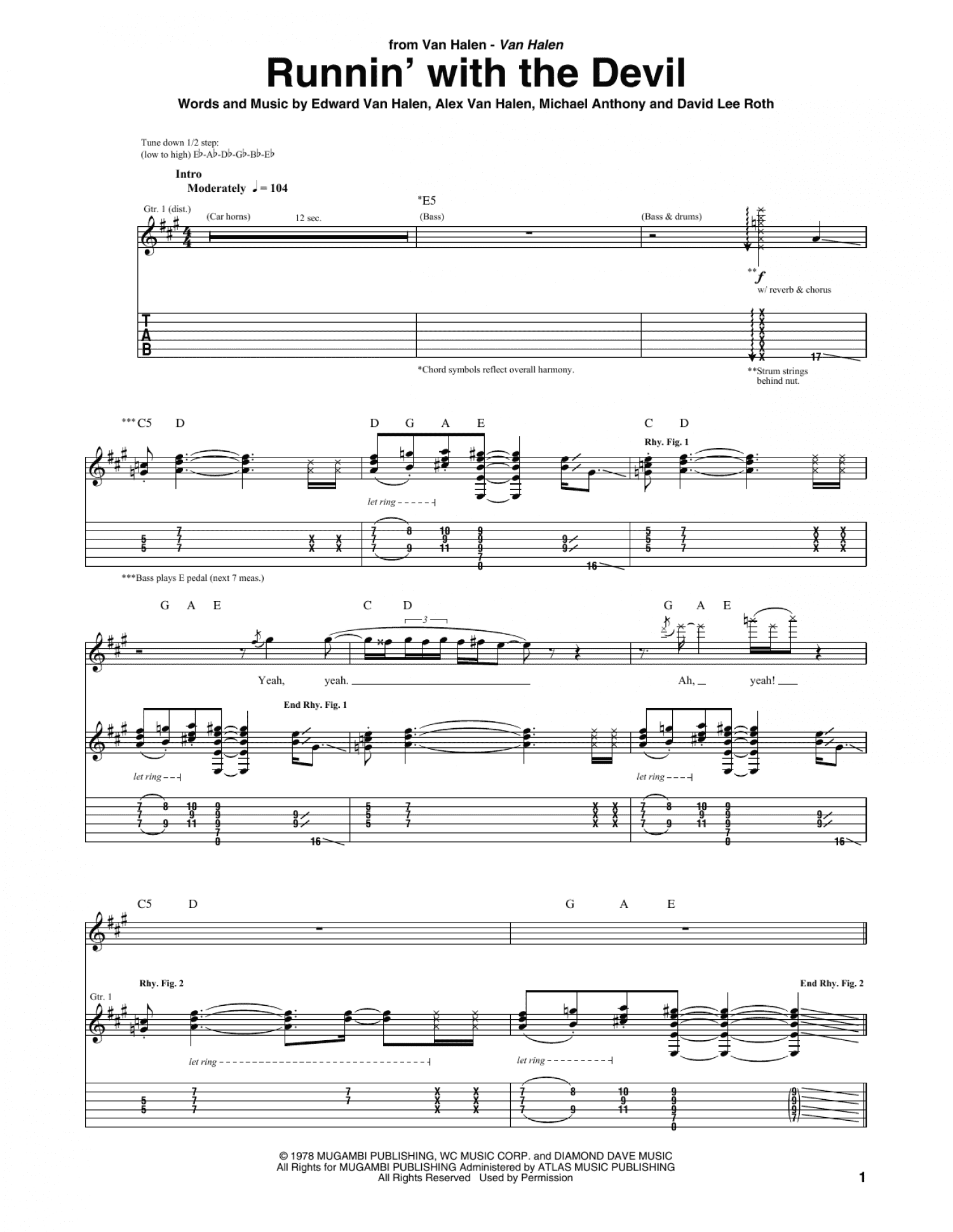 Runnin' With The Devil (Guitar Tab)