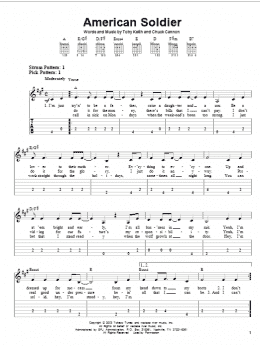 page one of American Soldier (Easy Guitar Tab)