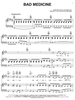 page one of Bad Medicine (Piano, Vocal & Guitar Chords (Right-Hand Melody))