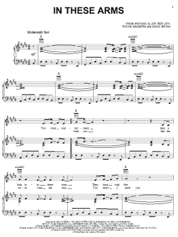 page one of In These Arms (Piano, Vocal & Guitar Chords (Right-Hand Melody))