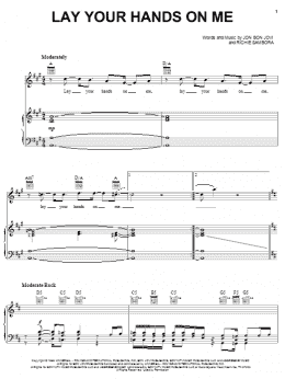 page one of Lay Your Hands On Me (Piano, Vocal & Guitar Chords (Right-Hand Melody))
