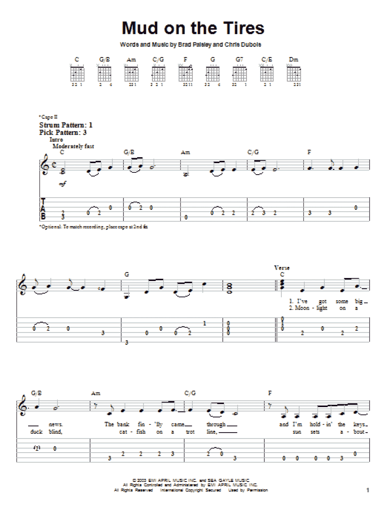 Mud On The Tires (Easy Guitar Tab)