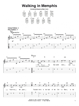 page one of Walking In Memphis (Easy Guitar Tab)