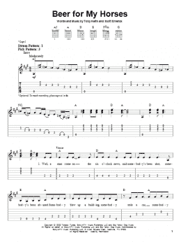 page one of Beer For My Horses (Easy Guitar Tab)