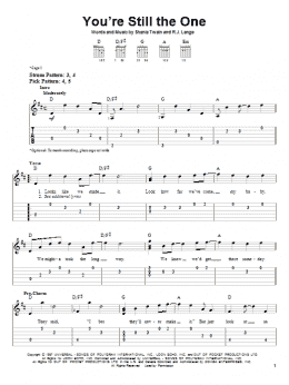 page one of You're Still The One (Easy Guitar Tab)
