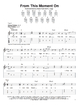 page one of From This Moment On (Easy Guitar Tab)