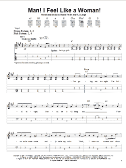 page one of Man! I Feel Like A Woman! (Easy Guitar Tab)