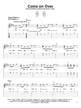 page one of Come On Over (Easy Guitar Tab)