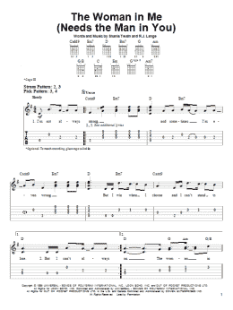 page one of The Woman In Me (Needs The Man In You) (Easy Guitar Tab)