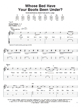 page one of Whose Bed Have Your Boots Been Under? (Easy Guitar Tab)