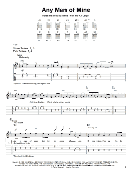 page one of Any Man Of Mine (Easy Guitar Tab)