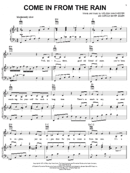page one of Come In From The Rain (Piano, Vocal & Guitar Chords (Right-Hand Melody))