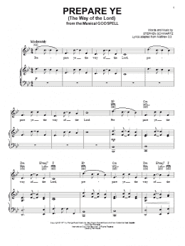 page one of Prepare Ye (The Way Of The Lord) (Piano, Vocal & Guitar Chords (Right-Hand Melody))