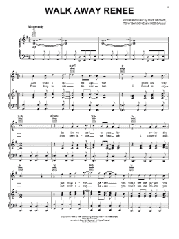page one of Walk Away Renee (Piano, Vocal & Guitar Chords (Right-Hand Melody))