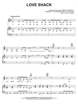 page one of Love Shack (Piano, Vocal & Guitar Chords (Right-Hand Melody))