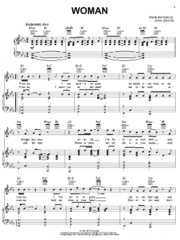 page one of Woman (Piano, Vocal & Guitar Chords (Right-Hand Melody))