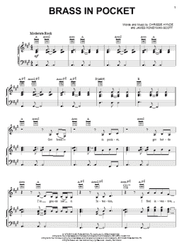 page one of Brass In Pocket (Piano, Vocal & Guitar Chords (Right-Hand Melody))