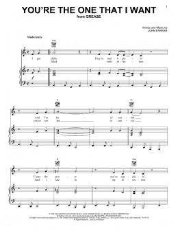 page one of You're The One That I Want (from Grease) (Piano, Vocal & Guitar Chords (Right-Hand Melody))