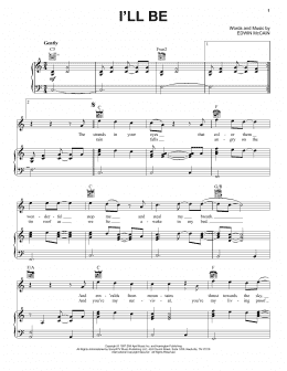 page one of I'll Be (Piano, Vocal & Guitar Chords (Right-Hand Melody))