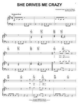 page one of She Drives Me Crazy (Piano, Vocal & Guitar Chords (Right-Hand Melody))