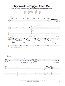 page one of My World - Bigger Than Me (Guitar Tab)