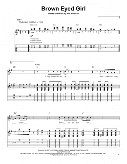 page one of Brown Eyed Girl (Guitar Tab (Single Guitar))