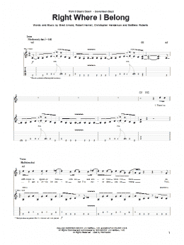 page one of Right Where I Belong (Guitar Tab)