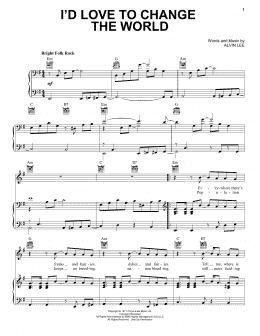 page one of I'd Love To Change The World (Piano, Vocal & Guitar Chords (Right-Hand Melody))
