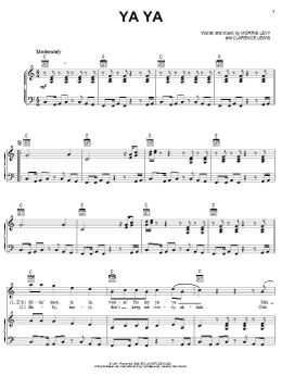 page one of Ya Ya (Piano, Vocal & Guitar Chords (Right-Hand Melody))