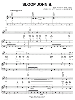 page one of Sloop John B. (Piano, Vocal & Guitar Chords (Right-Hand Melody))