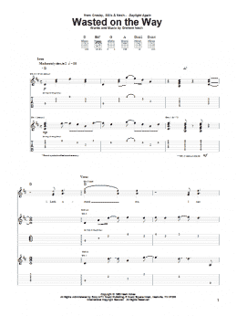 page one of Wasted On The Way (Guitar Tab)