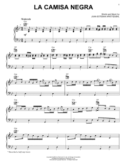 page one of La Camisa Negra (Piano, Vocal & Guitar Chords (Right-Hand Melody))
