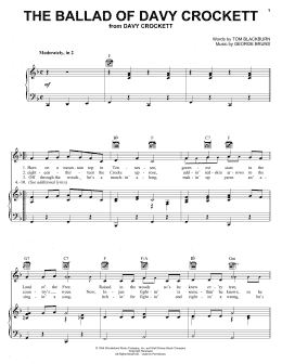 page one of The Ballad Of Davy Crockett (from Davy Crockett) (Piano, Vocal & Guitar Chords (Right-Hand Melody))