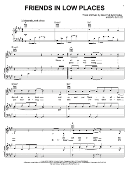 page one of Friends In Low Places (Piano, Vocal & Guitar Chords (Right-Hand Melody))
