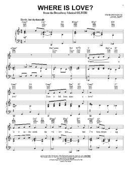 page one of Where Is Love? (Piano, Vocal & Guitar Chords (Right-Hand Melody))
