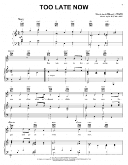 page one of Too Late Now (Piano, Vocal & Guitar Chords (Right-Hand Melody))