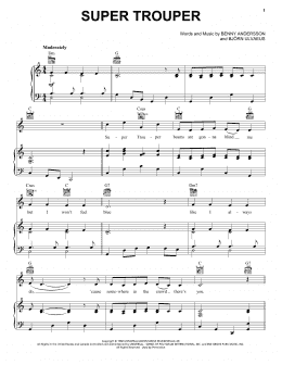page one of Super Trouper (Piano, Vocal & Guitar Chords (Right-Hand Melody))