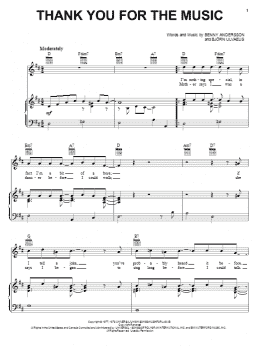 page one of Thank You For The Music (Piano, Vocal & Guitar Chords (Right-Hand Melody))