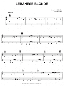 page one of Lebanese Blonde (Piano, Vocal & Guitar Chords (Right-Hand Melody))