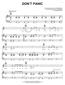 page one of Don't Panic (Piano, Vocal & Guitar Chords (Right-Hand Melody))