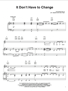 page one of It Don't Have To Change (Piano, Vocal & Guitar Chords (Right-Hand Melody))