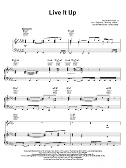 page one of Live It Up (Piano, Vocal & Guitar Chords (Right-Hand Melody))