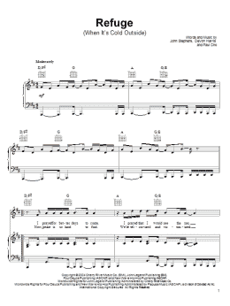 page one of Refuge (When It's Cold Outside) (Piano, Vocal & Guitar Chords (Right-Hand Melody))