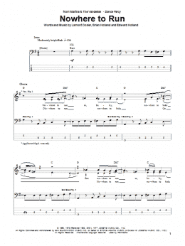 page one of Nowhere To Run (Bass Guitar Tab)