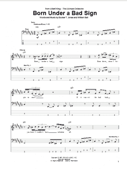 page one of Born Under A Bad Sign (Bass Guitar Tab)