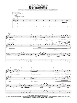 page one of Bernadette (Bass Guitar Tab)