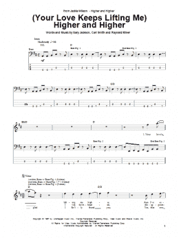 page one of (Your Love Keeps Lifting Me) Higher And Higher (Bass Guitar Tab)