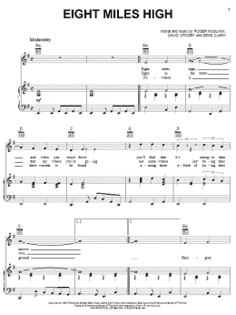 page one of Eight Miles High (Piano, Vocal & Guitar Chords (Right-Hand Melody))