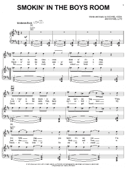 page one of Smokin' In The Boys Room (Piano, Vocal & Guitar Chords (Right-Hand Melody))
