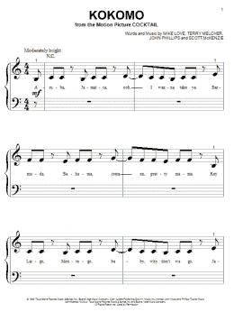 page one of Kokomo (Big Note Piano)